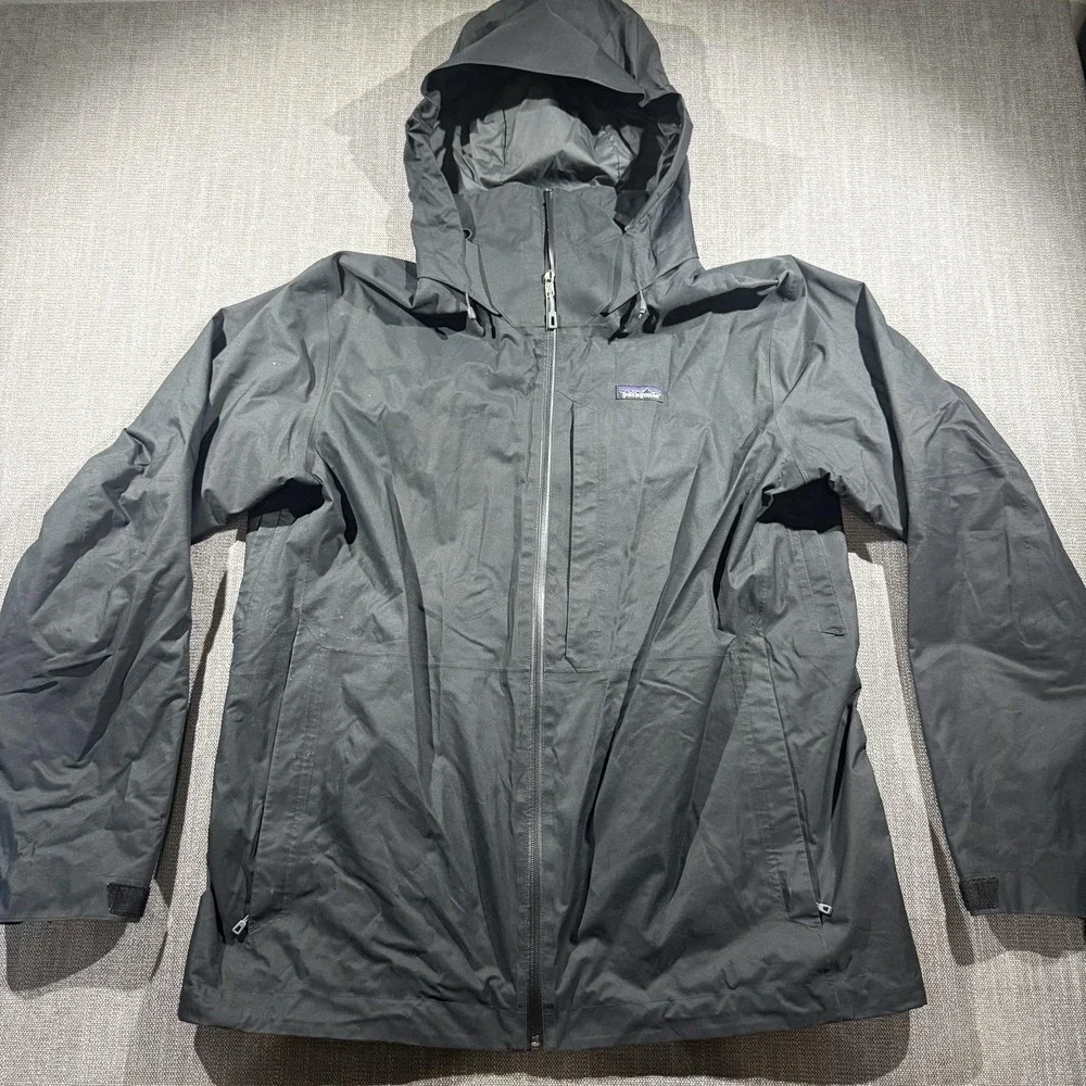 Patagonia H2No Jacket Mens Large Black Hooded Waterproof Ski RECCO Shell
